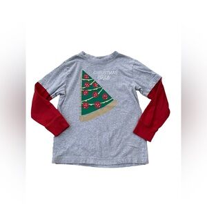 Gymboree Size 7 Christmas Pizza Layered Long Sleeve  Graphic Tee
